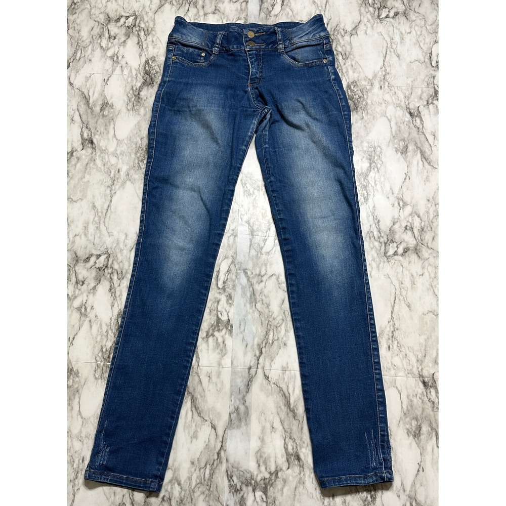 Studio F Women's Denim Pants Size 8 Blue Discolored High Rise Waist 26 Length 30